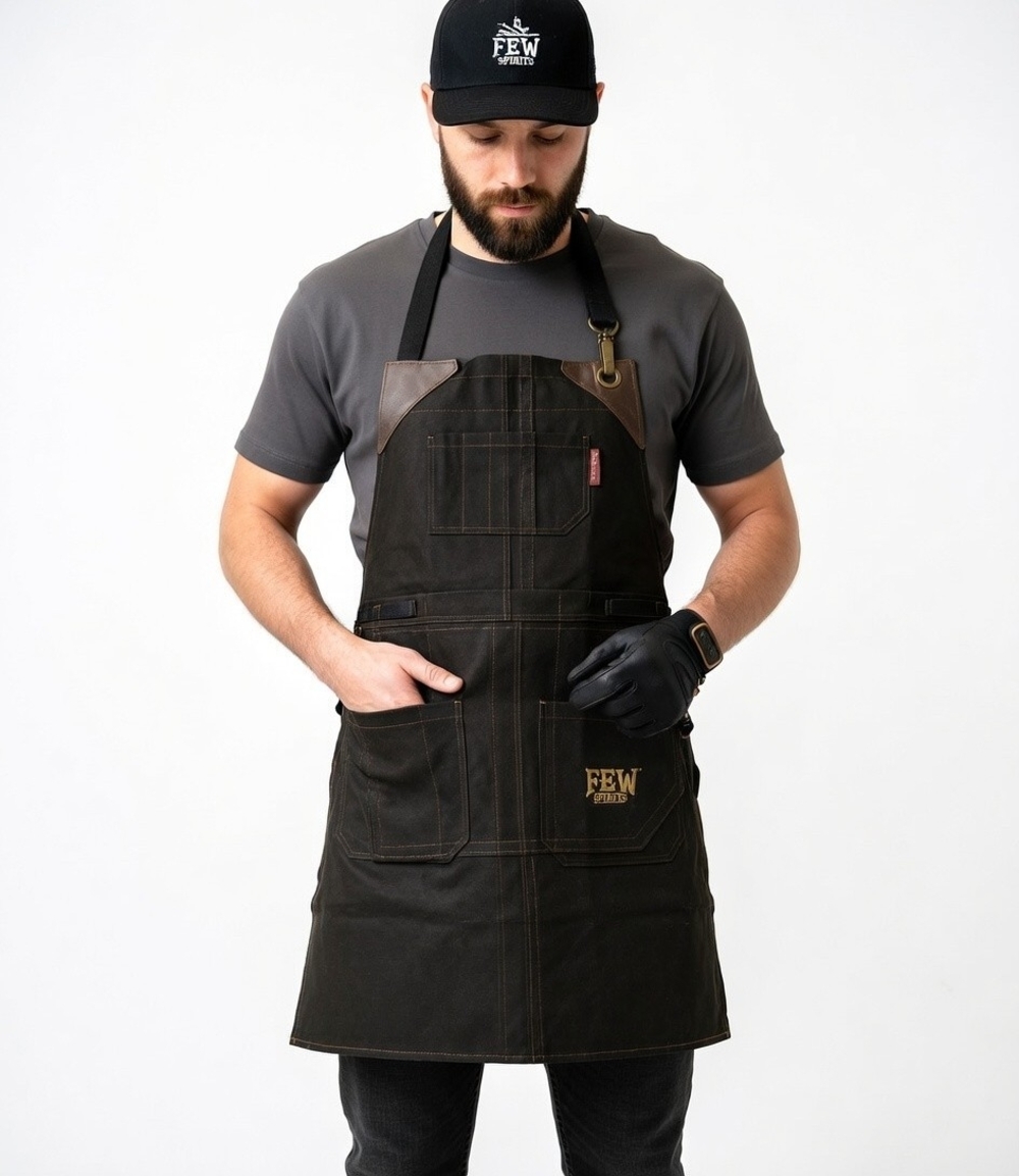 UNDER NY SKY Black Denim Bib Apron with Pockets Barber Barista Chef Uniform NIP